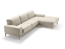 Lounge-Sofa Alani Liegeteil inkl. fixer Armlehne rechts, Buche, mit Bezug Wollstoff Tartini Sand