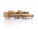 Lounge-Sofa Sereno, B267xT180xH71 cm, Sitzhöhe 43 cm, mit Liegeteil rechts inkl. 2 Kissen (70x55 cm), Kufenfuß Eiche, Wollstoff Elverum Haselnuss
