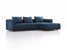 Lounge-Sofa Sereno, bodennah, B297xT180xH71 cm, Sitzhöhe 43 cm, mit Liegeteil rechts inkl. 3 Kissen (70x55 cm), Eiche, Wollstoff Elverum Ozean