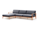 Loungesofa Linera, breit mit Liegeteil links, Wollstoff Kaland Schiefer, Buche