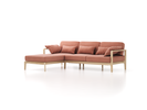 Loungesofa Linera, schmal mit Liegeteil links, Wollstoff Elverum Ziegel (85), Esche