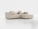 Lounge-Sofa Sereno inkl. 2 Kissen (70x55 cm), B 267 x T 180 cm, Liegeteil rechts, Bodennah, mit Bezug Wollstoff Tano Natur Hell (80), Eiche