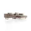 Lounge-Sofa Sereno inkl. 2 Kissen (70x55 cm), B 267 x T 180 cm, Liegeteil rechts, Kufenfuß, mit Bezug Wollstoff Tano Natur (79), Buche
