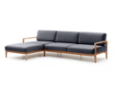 Loungesofa Linera, breit mit Liegeteil links, Wollstoff Kaland Schiefer, Eiche