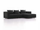 Lounge-Sofa Sereno, bodennah, B297xT180xH71 cm, Sitzhöhe 43 cm, mit Liegeteil rechts inkl. 3 Kissen (70x55 cm), Eiche, Wollstoff Kaland Mocca