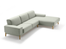 Lounge-Sofa Alani Liegeteil inkl. fixer Armlehne rechts, Eiche, mit Bezug Leinenstoff Lino Jade