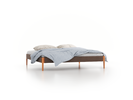 Bett Lorea ohne Betthaupt, 200 x 200 cm, Wollstoff Tano Natur (79), Buche