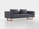 3er-Sofa Sereno B 235 x T 96 cm, inkl. 2 Kissen (70x55 cm), Kufenfuß, mit Bezug Wollstoff Elverum Torfblau (82), Buche