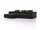 Lounge-Sofa Sereno, bodennah, B297xT180xH71 cm, Sitzhöhe 43 cm, mit Liegeteil links inkl. 3 Kissen (70x55 cm), Eiche, Wollstoff Kaland Mocca