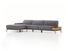 Lounge-Sofa Alani, B 340 x T 179 cm, Liegeteil links, Sitzhöhe in cm 44, mit Bezug Wollstoff Kaland Kiesel (68), Eiche