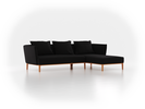 Lounge-Sofa Lorea Breite 265 cm, Liegeteil rechts, mit Bezug Wollstoff Stavang Schiefer (60), Buche