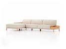 Lounge-Sofa Alani, B 340 x T 179 cm, Liegeteil links, Sitzhöhe in cm 44, mit Bezug Wollstoff Tano Natur Hell (80), Buche