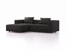 Lounge-Sofa Sereno, bodennah, B267xT180xH71 cm, Sitzhöhe 43 cm, mit Liegeteil links inkl. 2 Kissen (70x55 cm), Buche, Wollstoff Stavang Schiefer