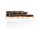 Loungesofa Linera, schmal mit Liegeteil rechts, Wollstoff Kaland Torf (70), Buche