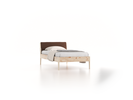 Bett Almeno mit Kopfhaupt inkl. abnehmbare Housse, 100 x 200 cm, Wollstoff Stavang Torf (64), Zirbe