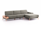 Lounge-Sofa Alani Liegeteil inkl. fixer Armlehne rechts, 300x179x82 cm, Sitzhöhe 44 cm, Buche, mit Bezug Wollstoff Elverum Mocca