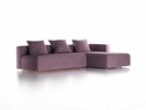 Lounge-Sofa Sereno mit Schlaffunktion inkl. 3 Kissen (70x55 cm), B 320,5 x T 180 cm, Bodennah, Liegeteil rechts, Buche, mit Bezug Wollstoff Elverum Pflaume (76)
