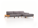 Lounge-Sofa Alani, B 300 x T 179 cm, Liegeteil rechts, Sitzhöhe in cm 44, mit Bezug Wollstoff Stavang Kiesel (62), Buche