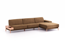 Lounge-Sofa Alani Liegeteil inkl. fixer Armlehne rechts, 340x179x82 cm, Sitzhöhe 44 cm, Buche, mit Bezug Wollstoff Stavang Haselnuss