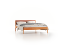 Bett Almeno mit Kopfhaupt inkl. wechselbarer Housse, 160 x 200 cm, Wollstoff Elverum Ziegel (85), Buche