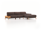 Lounge-Sofa Alani, B 300 x T 179 cm, Liegeteil rechts, Sitzhöhe in cm 44, mit Bezug Wollstoff Tano Natur Dunkel (81), Buche