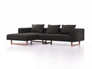 Lounge-Sofa Sereno, B297xT180xH71 cm, Sitzhöhe 43 cm, mit Liegeteil links inkl. 3 Kissen (70x55 cm), Kufenfuß Buche, Wollstoff Stavang Schiefer