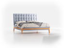 Polsterbett Filomena, 180 x 200 cm, Wollstoff Elverum Blaugrau (83), Buche