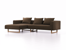Lounge-Sofa Sereno, B297xT180xH71 cm, Sitzhöhe 43 cm, mit Liegeteil links inkl. 3 Kissen (70x55 cm), Kufenfuß Eiche, Wollstoff Kaland Torf