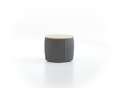 Sofatisch/Hocker Tambor mit Stauraum u. Holzdeckel, H 34,3 cm, Ø 39 cm, Bezug Wollstoff Sletta Kiesel (77), Esche