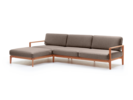 Loungesofa Linera, breit mit Liegeteil links, Wollstoff Stavang Torf, Buche