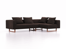 Ecksofa Sereno, B276xT180xH71 cm, Sitzhöhe 43 cm, mit Liegeteil rechts inkl. 4 Kissen (70x55 cm), Kufenfuß Buche, Wollstoff Stavang Torf