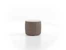 Sofatisch/Hocker Tambor mit Stauraum u. Holzdeckel, H 34,3 cm, Ø 39 cm, Bezug Wollstoff Tano Natur (79), Esche