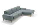 Lounge-Sofa Alani Liegeteil inkl. fixer Armlehne rechts, Eiche, mit Bezug Leinenstoff Lino Atlantik