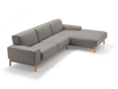 Lounge-Sofa Alani Liegeteil inkl. fixer Armlehne rechts, Buche, mit Bezug Leinenstoff Lino Schiefer