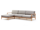 Loungesofa Linera, breit mit Liegeteil links, Wollstoff Tano Natur, Eiche