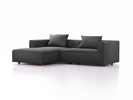 Lounge-Sofa Sereno, bodennah, B267xT180xH71 cm, Sitzhöhe 43 cm, mit Liegeteil links inkl. 2 Kissen (70x55 cm), Buche, Wollstoff Kaland Schiefer