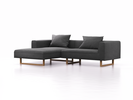 Lounge-Sofa Sereno, B267xT180xH71 cm, Sitzhöhe 43 cm, mit Liegeteil links inkl. 2 Kissen (70x55 cm), Kufenfuß Eiche, Wollstoff Kaland Schiefer