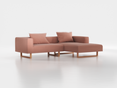 Lounge-Sofa Sereno inkl. 2 Kissen (70x55 cm), B 267 x T 180 cm, Liegeteil rechts, Kufenfuß, mit Bezug Wollstoff Elverum Ziegel (85), Buche