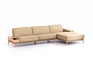 Lounge-Sofa Alani Liegeteil inkl. fixer Armlehne rechts, 340x179x82 cm, Sitzhöhe 44 cm, Buche, mit Bezug Wollstoff Stavang Sand