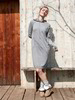 Strick Kleid mit Kapuze, grau melange,