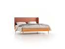 Bett Tonda mit Polsterbetthaupt, 180 x 200 cm, Wollstoff Elverum Ziegel (85), Buche