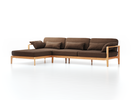 Loungesofa Linera, breit mit Liegeteil links, Wollstoff Stavang Torf (64), Eiche