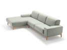 Lounge-Sofa Alani Liegeteil inkl. fixer Armlehne links, Buche, mit Bezug Leinenstoff Lino Jade