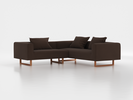 Ecksofa Sereno inkl. 3 Kissen (70x55 cm), Eckteil rechts, B 246 x T 235 cm, Kufenfuß, mit Bezug Wollstoff Kaland Torf (70), Buche