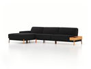 Lounge-Sofa Alani, B 340 x T 179 cm, Liegeteil links, Sitzhöhe in cm 44, mit Bezug Wollstoff Kaland Schiefer (67), Buche