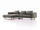 Lounge-Sofa Sereno, B297xT180xH71 cm, Sitzhöhe 43 cm, mit Liegeteil links inkl. 3 Kissen (70x55 cm), Kufenfuß Eiche, Wollstoff Elverum Mocca
