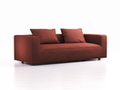 3er Sofa Sereno, bodennah, B235xT96xH71cm, Sitzhöhe 43 cm, inkl. 2 Kissen (70x55 cm), Eiche, Wollstoff Kaland Ziegel