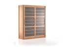 Kleiderschrank Kurido 2-türig, B 195,6 x H 230x T 66,3 cm, schmale Türen, Wollstoff Elverum Mocca (73), Eiche