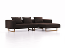 Lounge-Sofa Sereno, B297xT180xH71 cm, Sitzhöhe 43 cm, mit Liegeteil rechts inkl. 3 Kissen (70x55 cm), Kufenfuß Eiche, Wollstoff Stavang Torf