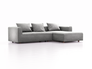 Lounge-Sofa Sereno, bodennah, B297xT180xH71 cm, Sitzhöhe 43 cm, mit Liegeteil rechts inkl. 3 Kissen (70x55 cm), Buche, Wollstoff Kaland Kiesel